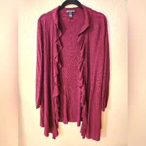 INC Burgundy Long Cardigan Sweater Size M